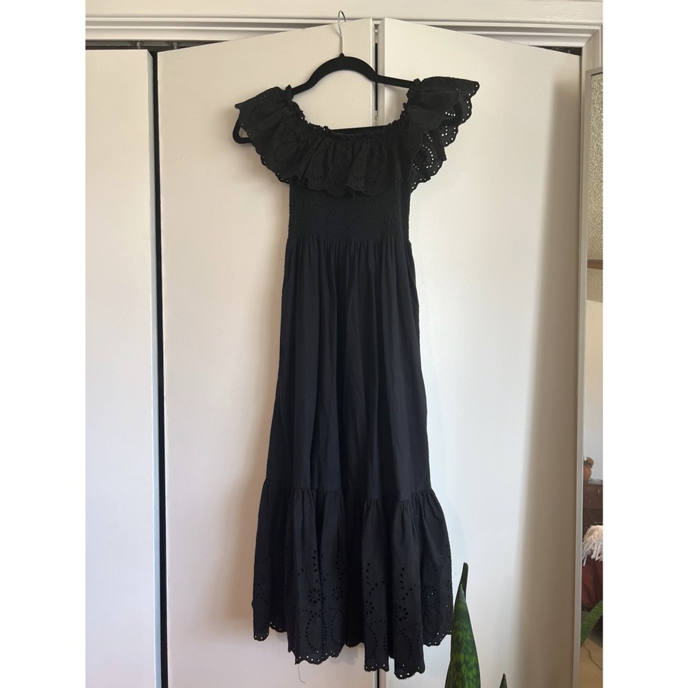 Black eyelet maxi dress